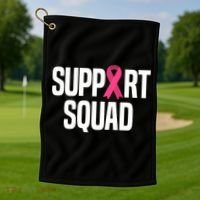 Support Squad Breast Cancer Awareness Ribbon Golf Towel thumb 1