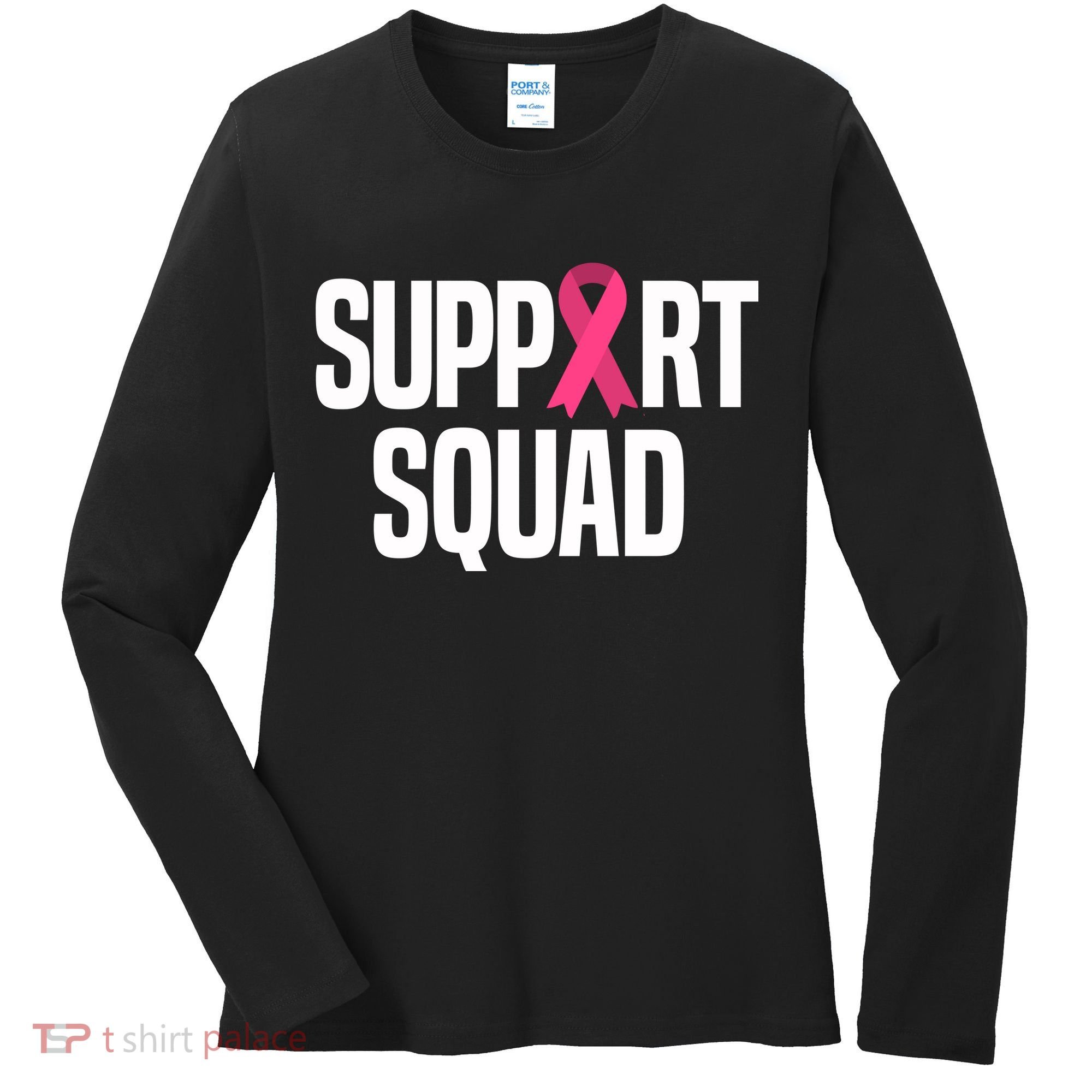 Support Squad Breast Cancer Awareness Ribbon Women's Long Sleeve Shirt