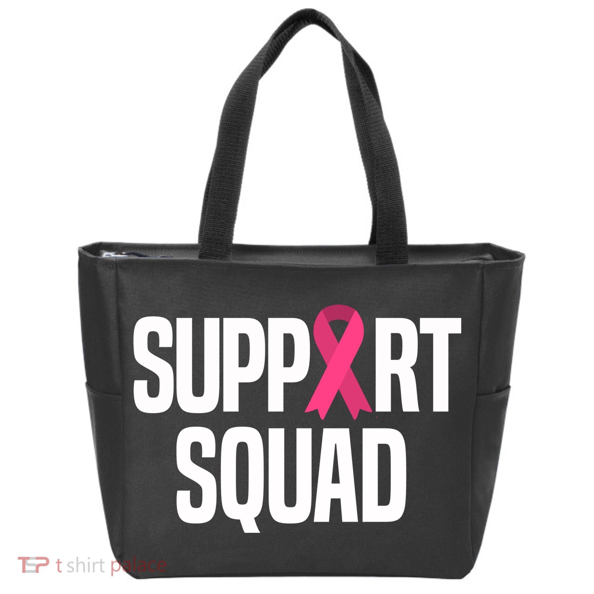 Support Squad Breast Cancer Awareness Ribbon Tote Bag
