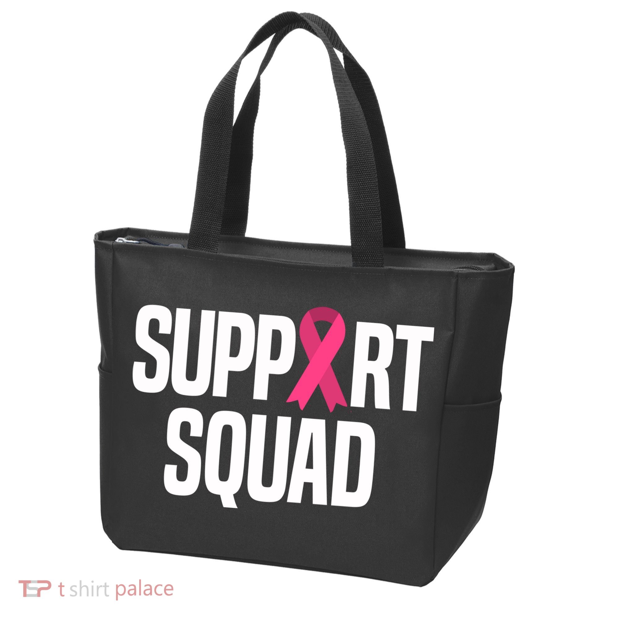 Support Squad Breast Cancer Awareness Ribbon Tote Bag