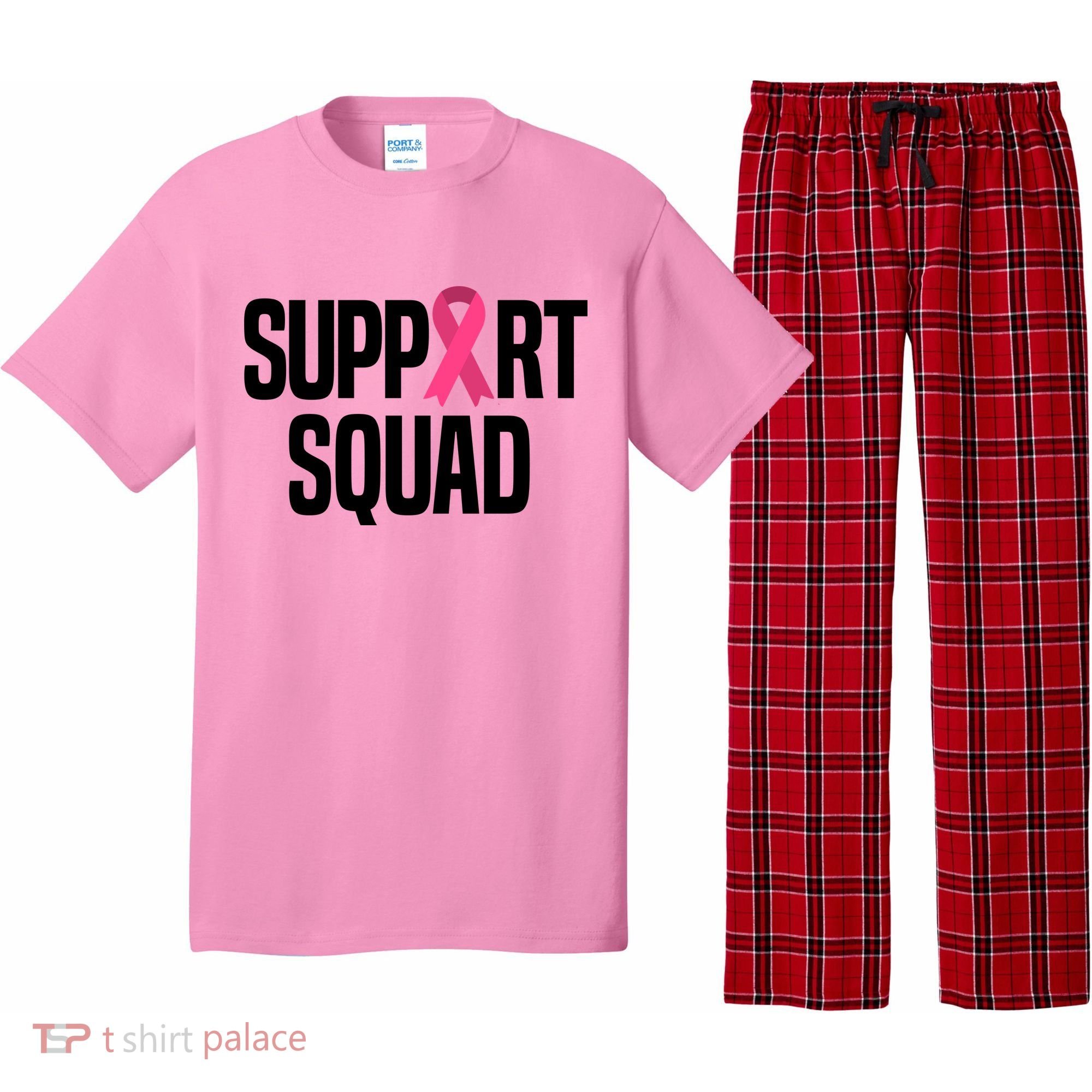 Support Squad Breast Cancer Awareness Ribbon Pajama Set