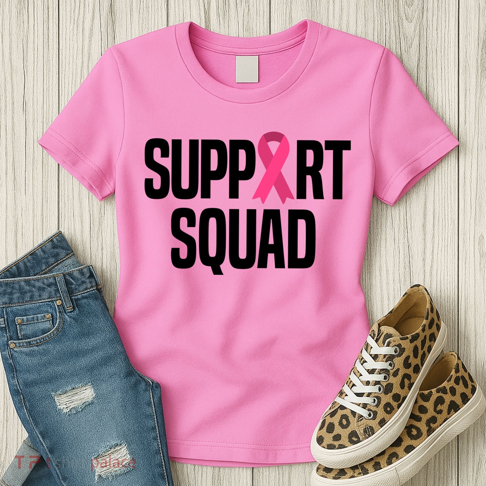 Support Squad Breast Cancer Awareness Ribbon Women's T-Shirt