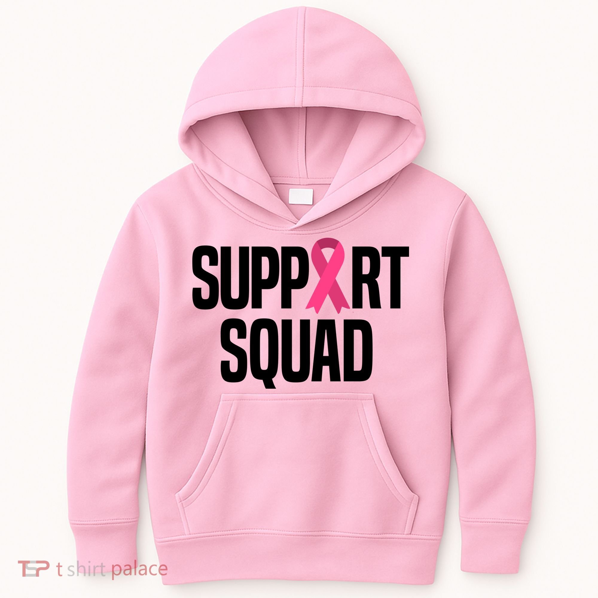 Support Squad Breast Cancer Awareness Ribbon Kids Hoodie