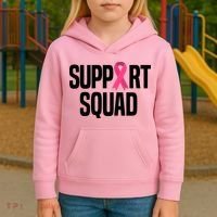 Support Squad Breast Cancer Awareness Ribbon Kids Hoodie thumb 3