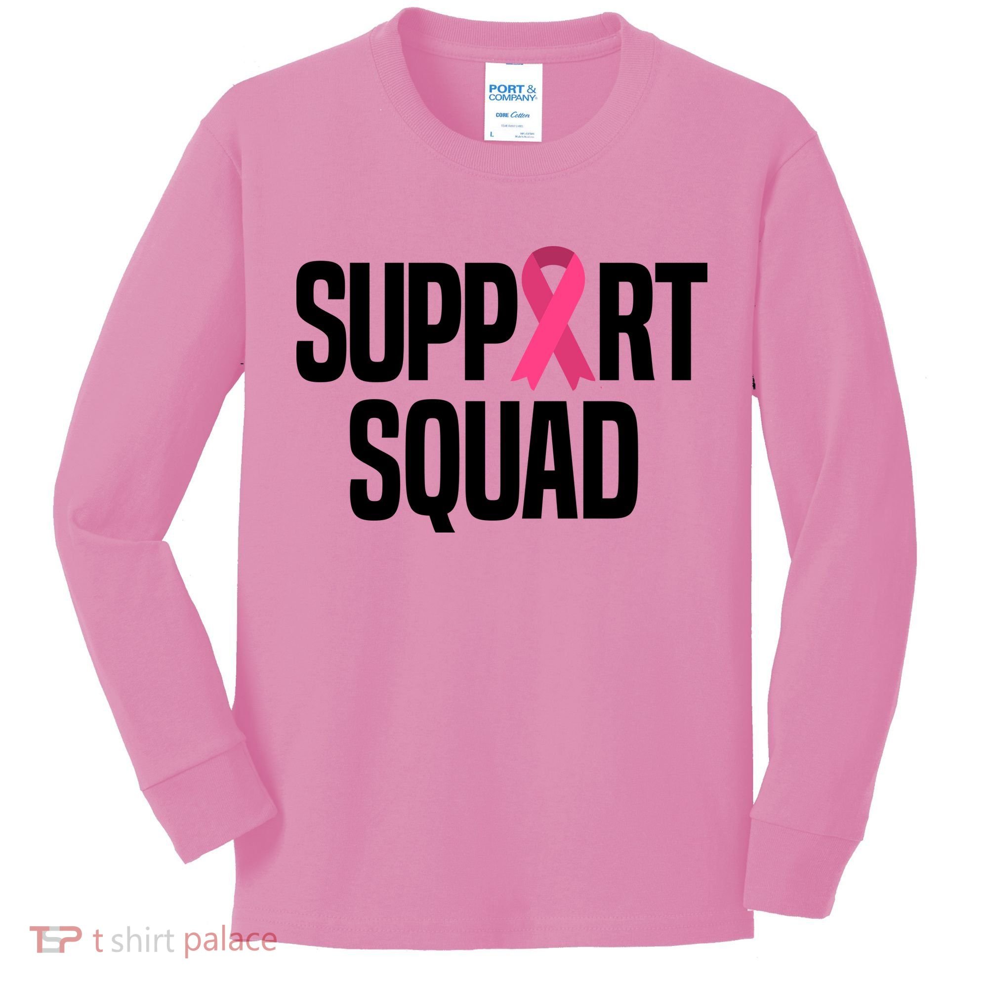 Support Squad Breast Cancer Awareness Ribbon Kids Long Sleeve Shirt