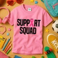 Support Squad Breast Cancer Awareness Ribbon Kids T-Shirt thumb 3