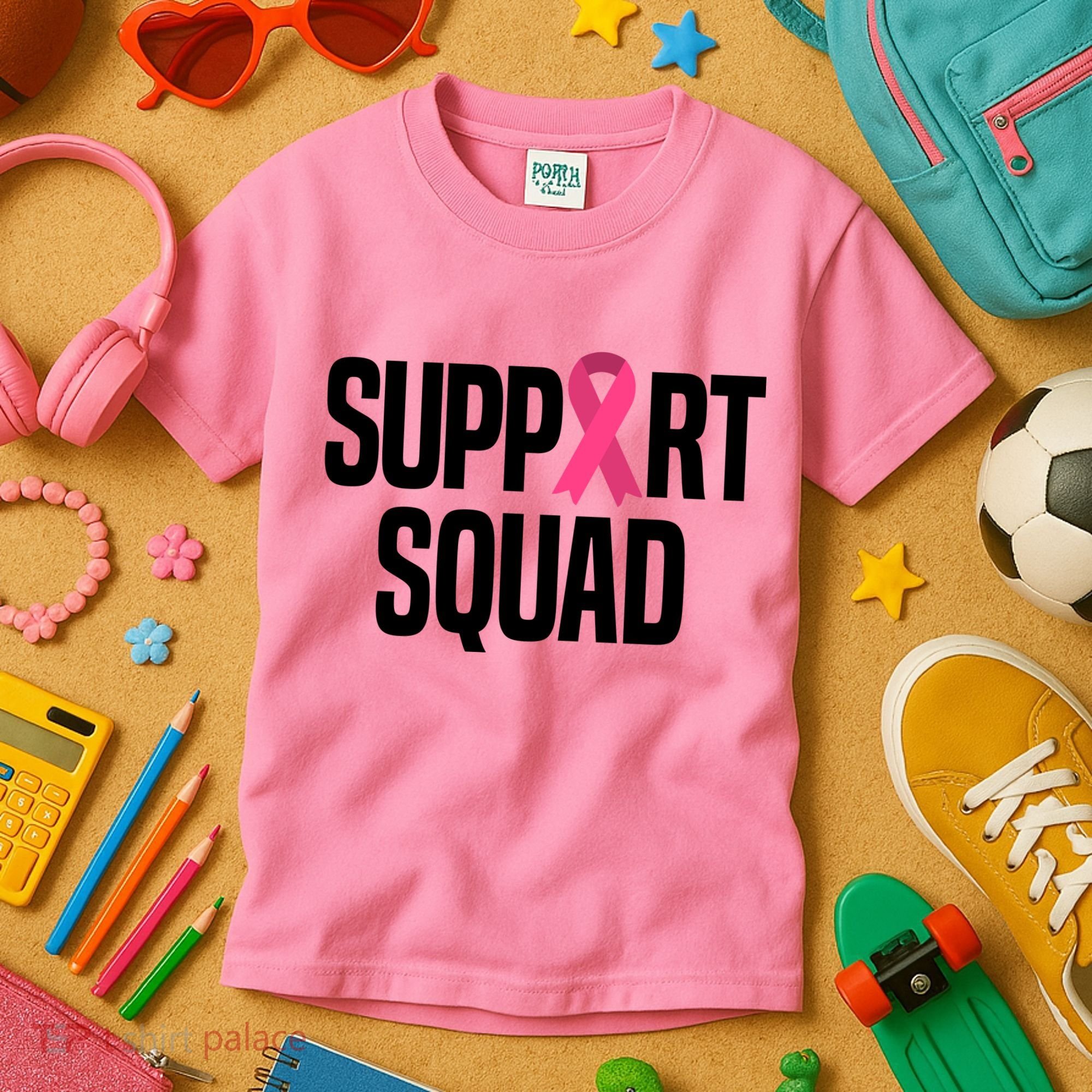 Support Squad Breast Cancer Awareness Ribbon Kids T-Shirt