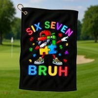 Six Seven Bruh Autism Golf Towel thumb 1