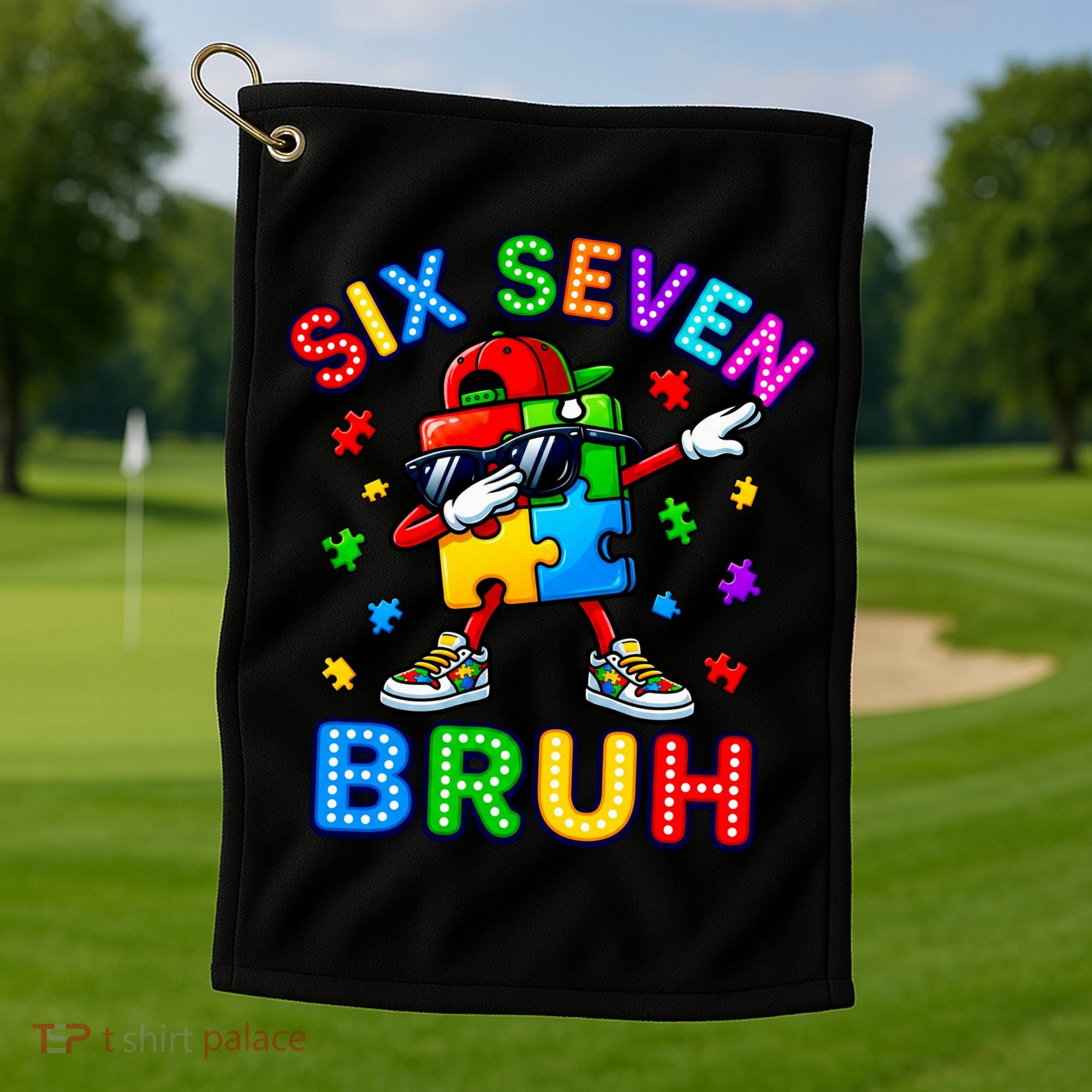 Six Seven Bruh Autism Golf Towel