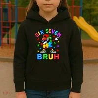 Six Seven Bruh Autism Kids Hoodie thumb 3