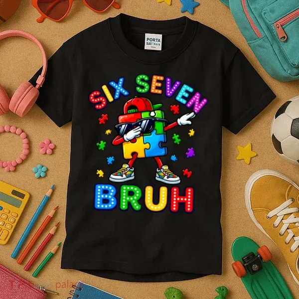 Six Seven Bruh Autism Kids T-Shirt