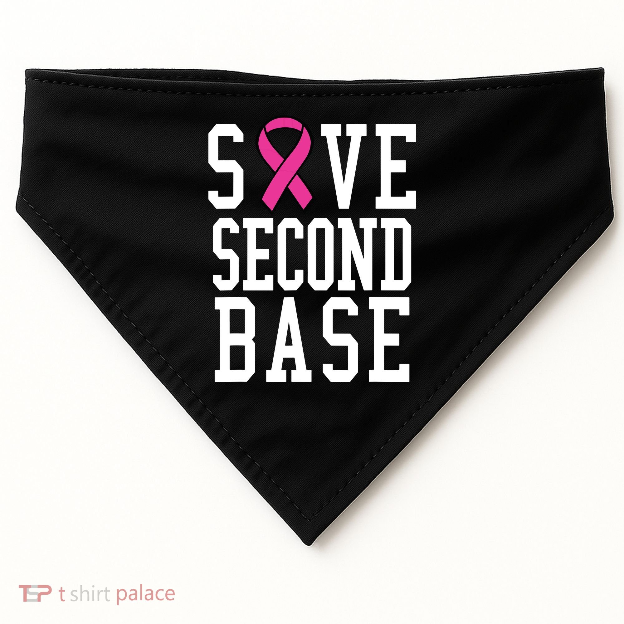 Save Second Base Breast Cancer T For USA-Made Doggie Bandana