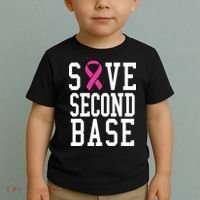 Save Second Base Breast Cancer T For Toddler T-Shirt thumb 2