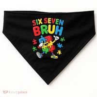 Six Seven Bruh Autism Awareness USA-Made Doggie Bandana thumb 0