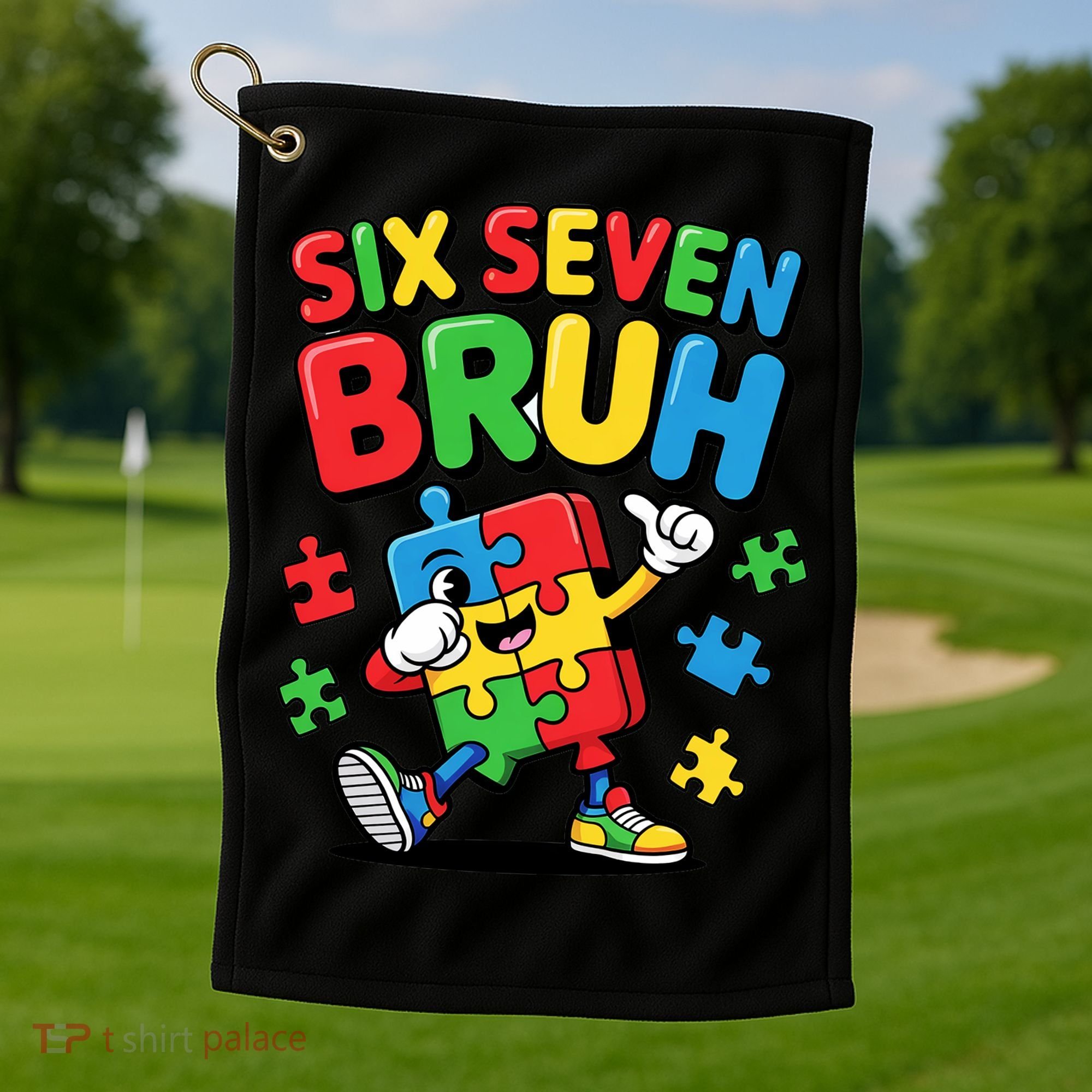 Six Seven Bruh Autism Awareness Golf Towel