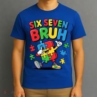 Six Seven Bruh Autism Awareness T-Shirt thumb 3