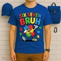 Six Seven Bruh Autism Awareness T-Shirt thumb 6