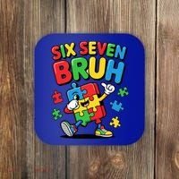 Six Seven Bruh Autism Awareness Coaster thumb 0