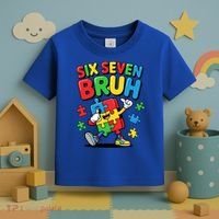 Six Seven Bruh Autism Awareness Toddler T-Shirt thumb 3