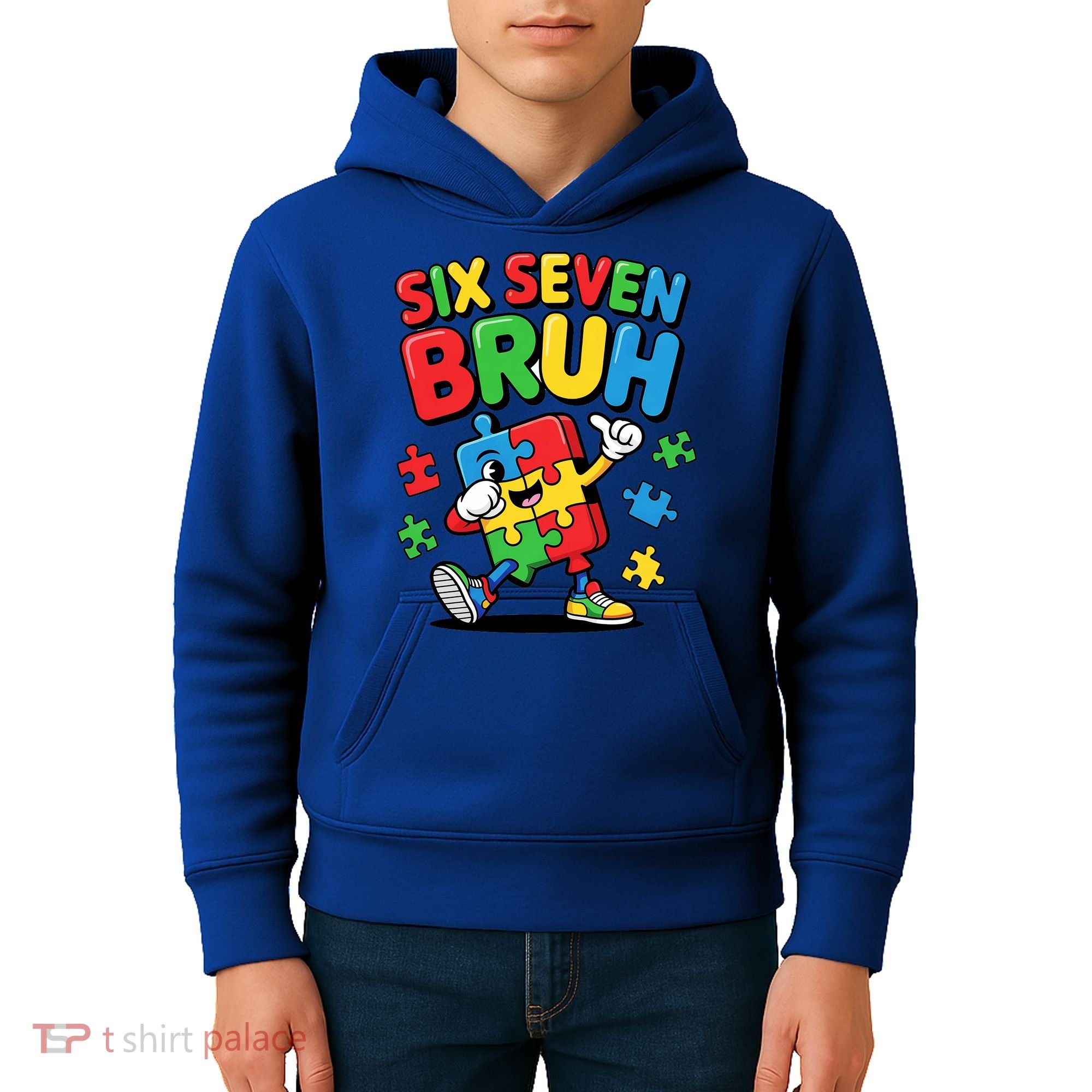 Six Seven Bruh Autism Awareness Kids Hoodie