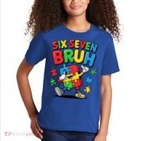 Six Seven Bruh Autism Awareness Kids T-Shirt thumb 2