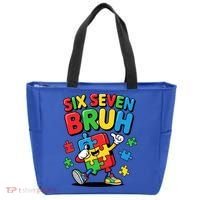 Six Seven Bruh Autism Awareness Tote Bag thumb 0