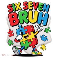 Six Seven Bruh Autism Awareness Ceramic Ornament thumb 2