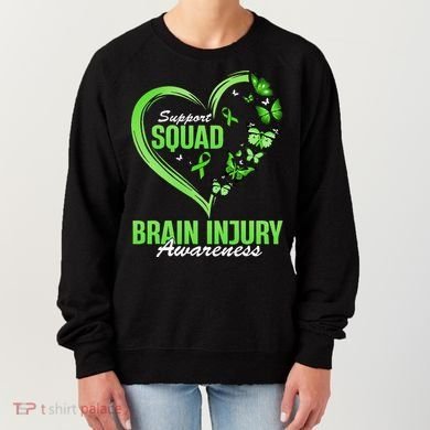 Support Squad Brain Injury Awareness Butterfly Heart Women's Sweatshirt