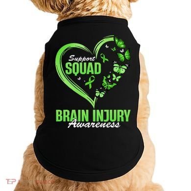 Support Squad Brain Injury Awareness Butterfly Heart Doggie Tank