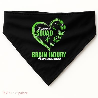 Support Squad Brain Injury Awareness Butterfly Heart USA-Made Doggie Bandana