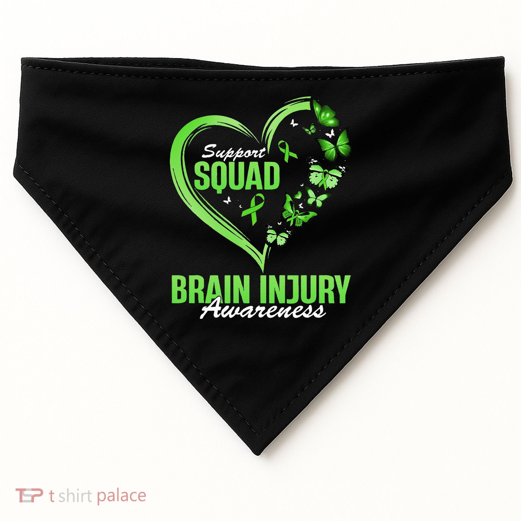 Support Squad Brain Injury Awareness Butterfly Heart USA-Made Doggie Bandana