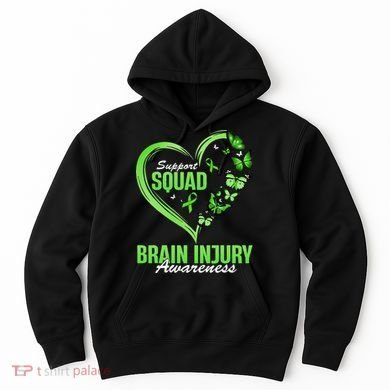 Support Squad Brain Injury Awareness Butterfly Heart Hoodie