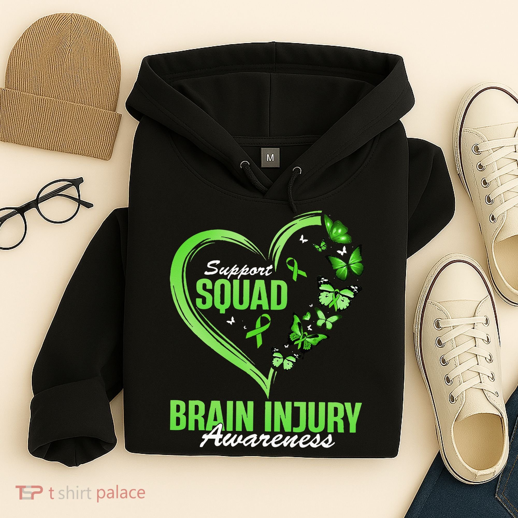Support Squad Brain Injury Awareness Butterfly Heart Hoodie