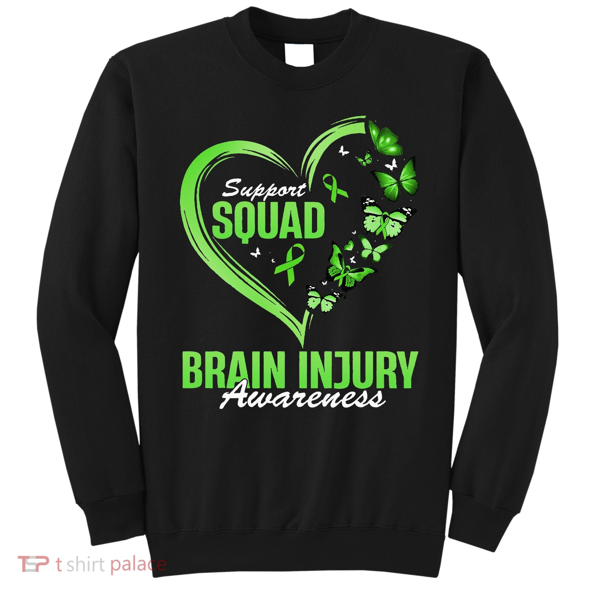 Support Squad Brain Injury Awareness Butterfly Heart Sweatshirt