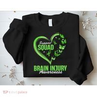 Support Squad Brain Injury Awareness Butterfly Heart Sweatshirt thumb 2