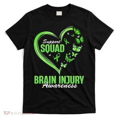 Support Squad Brain Injury Awareness Butterfly Heart T-Shirt