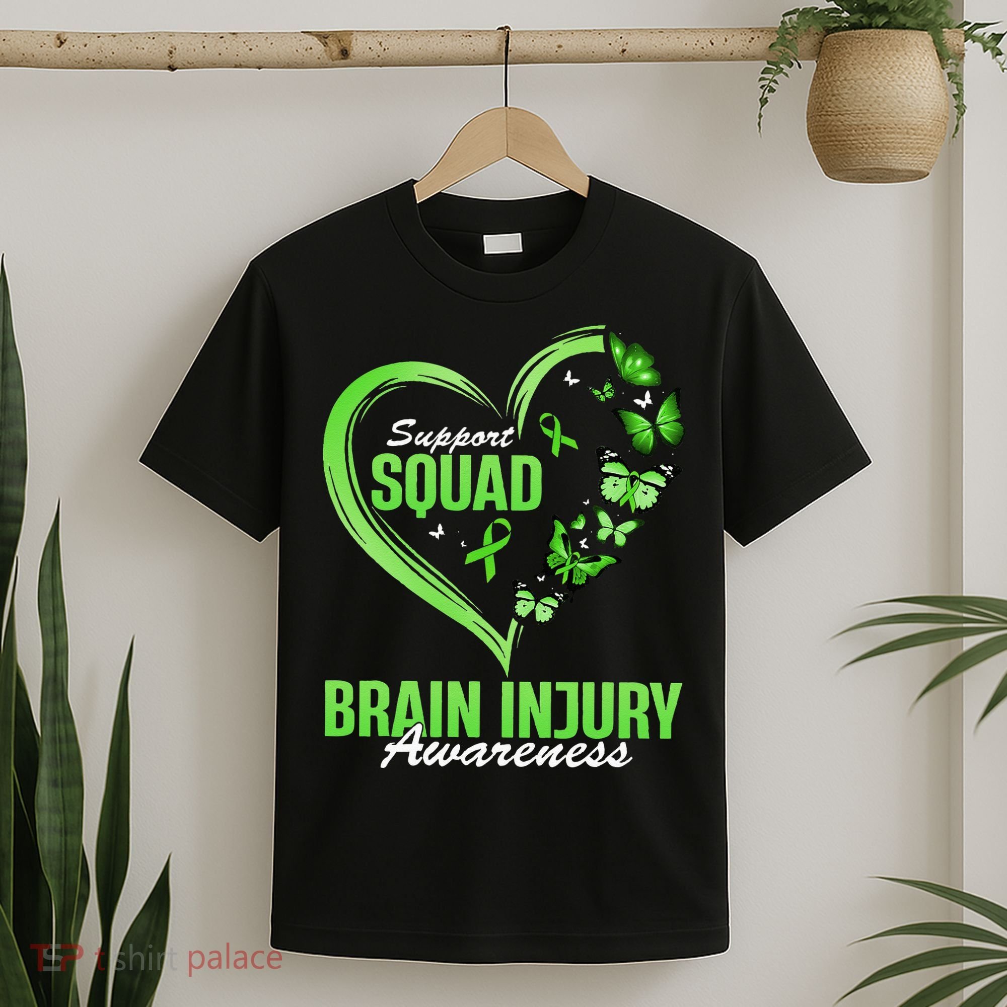Support Squad Brain Injury Awareness Butterfly Heart T-Shirt