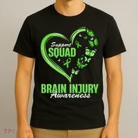 Support Squad Brain Injury Awareness Butterfly Heart T-Shirt thumb 3
