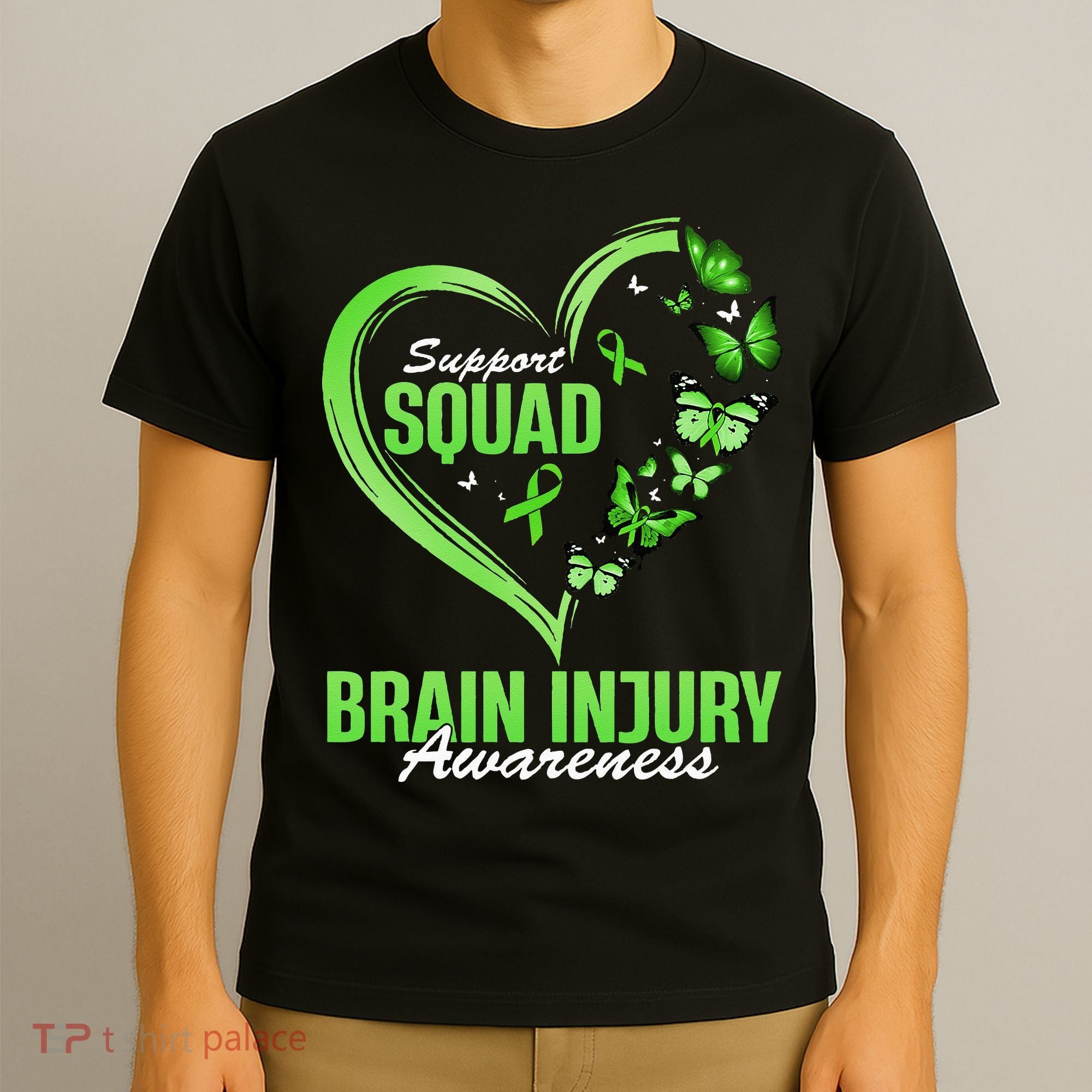 Support Squad Brain Injury Awareness Butterfly Heart T-Shirt