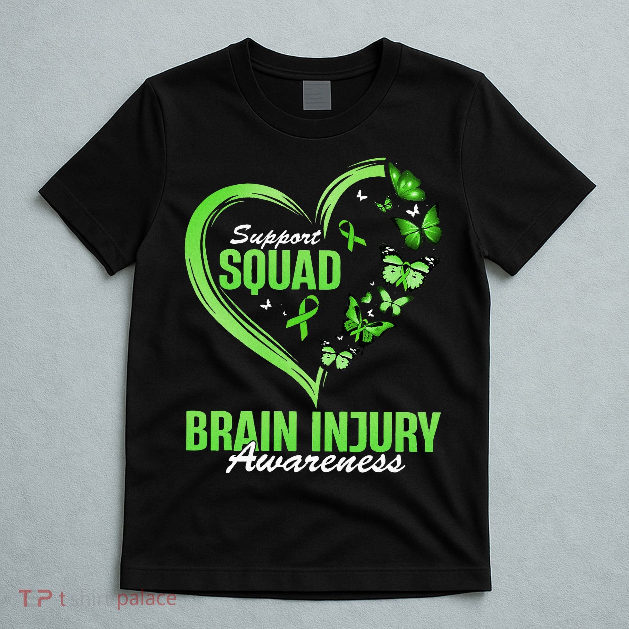 Support Squad Brain Injury Awareness Butterfly Heart T-Shirt
