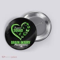 Support Squad Brain Injury Awareness Butterfly Heart Button thumb 0