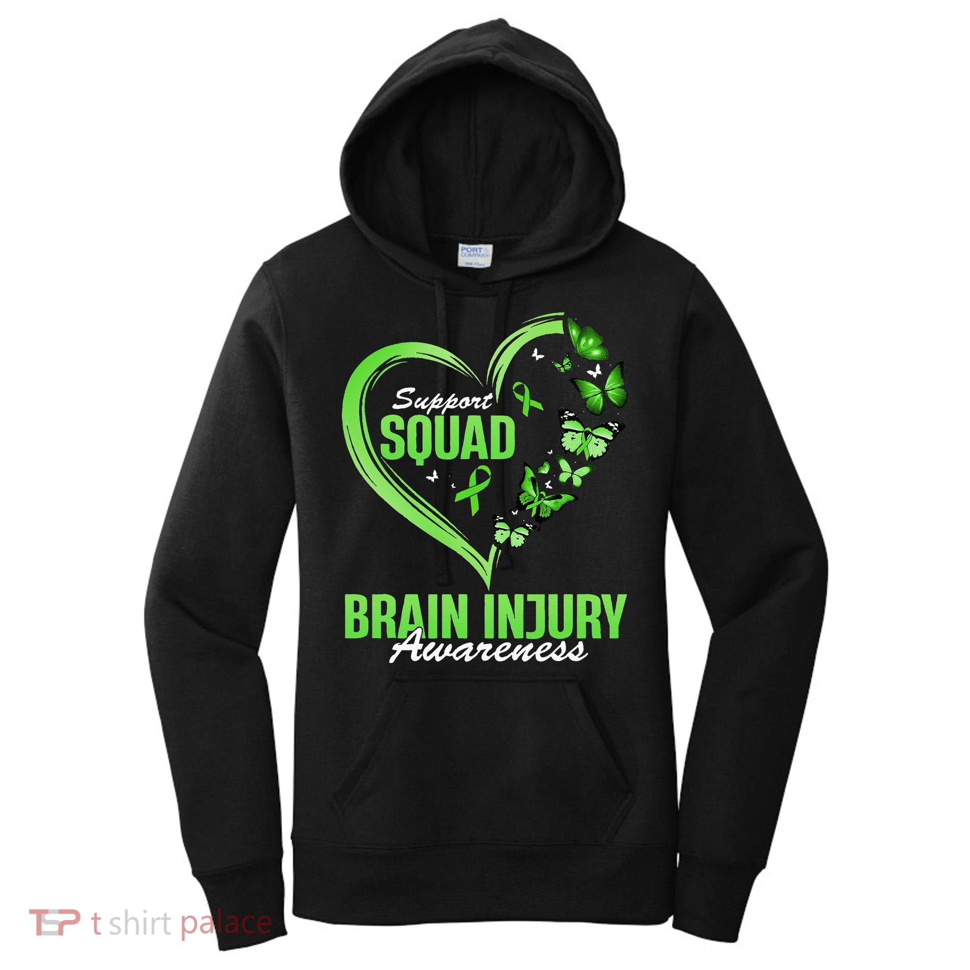 Support Squad Brain Injury Awareness Butterfly Heart Women's Hoodie