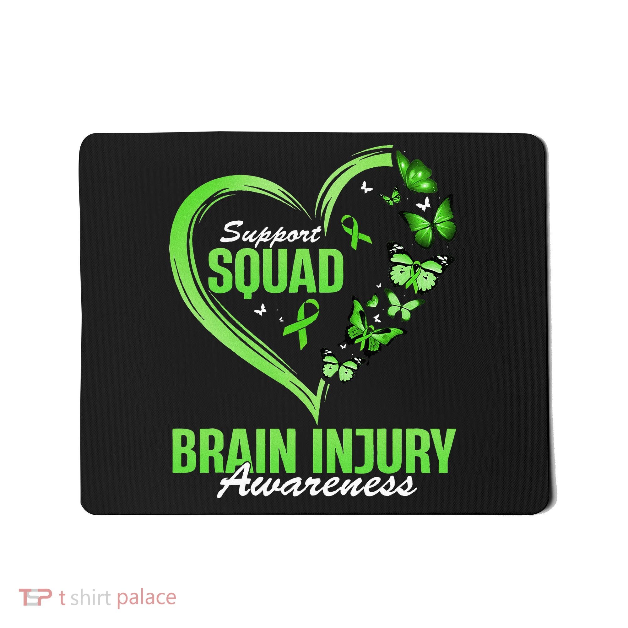 Support Squad Brain Injury Awareness Butterfly Heart Mousepad