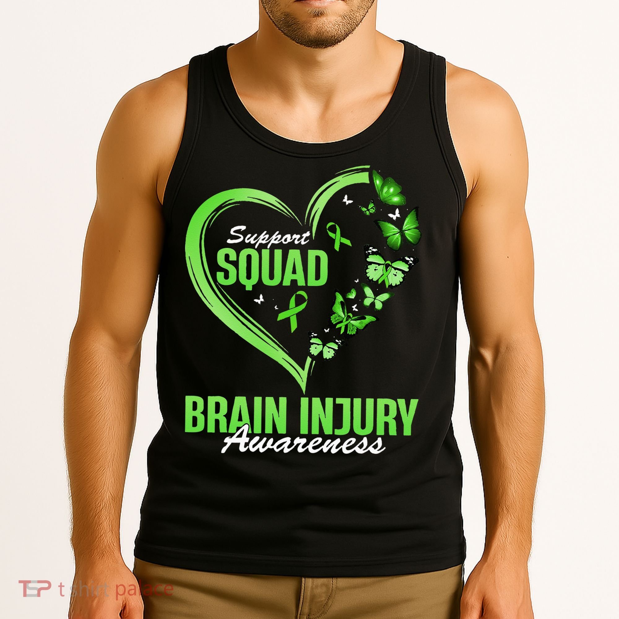 Support Squad Brain Injury Awareness Butterfly Heart Tank Top