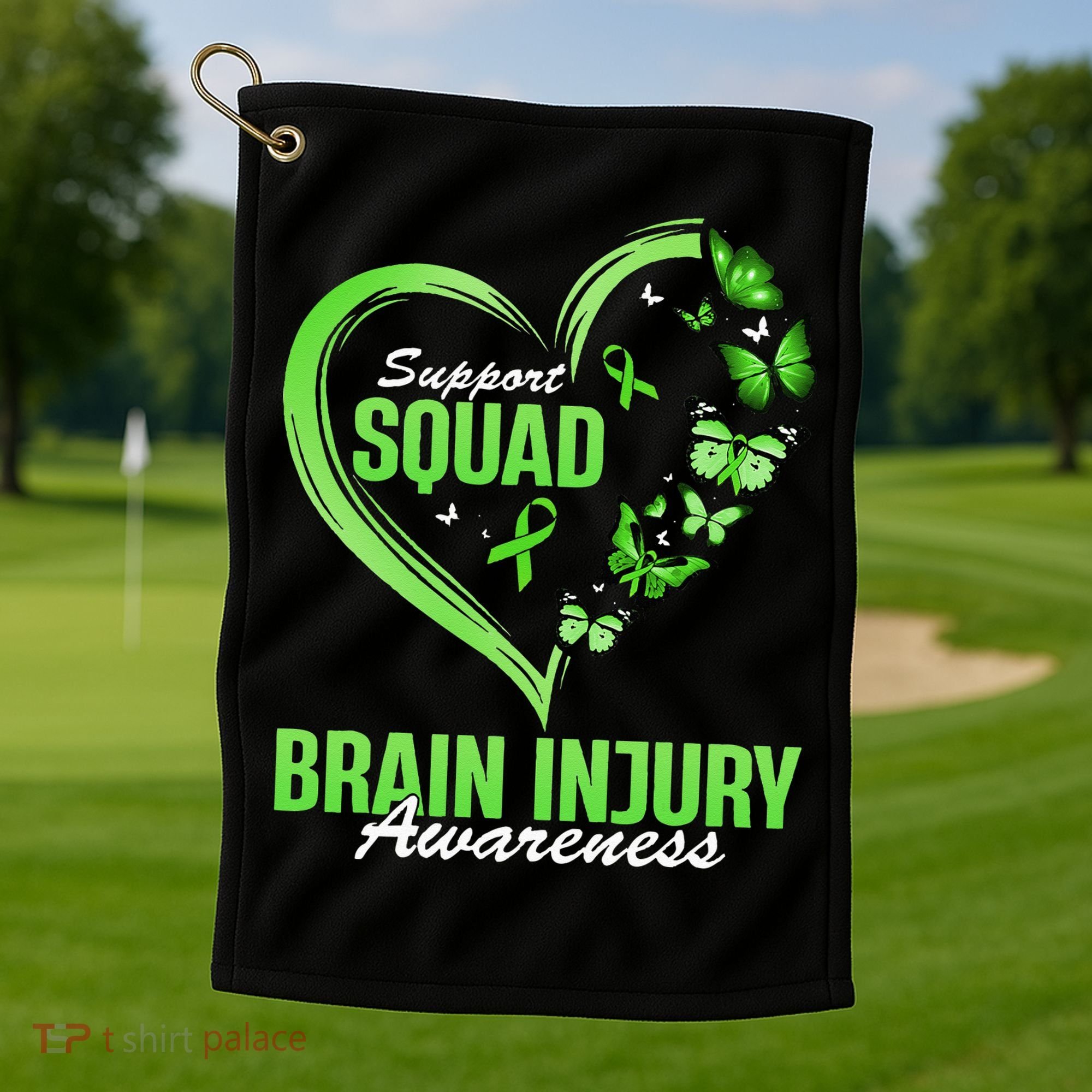 Support Squad Brain Injury Awareness Butterfly Heart Golf Towel