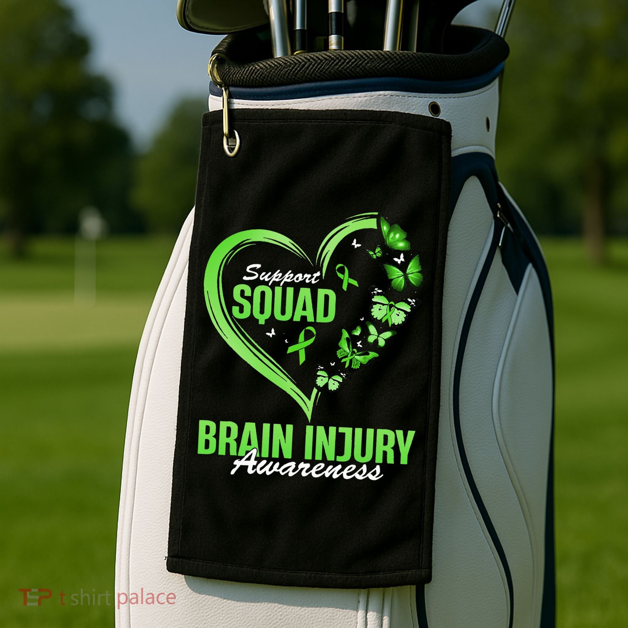 Support Squad Brain Injury Awareness Butterfly Heart Golf Towel