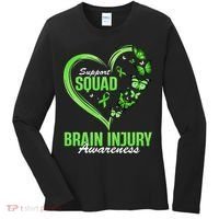 Support Squad Brain Injury Awareness Butterfly Heart Women's Long Sleeve Shirt thumb 0
