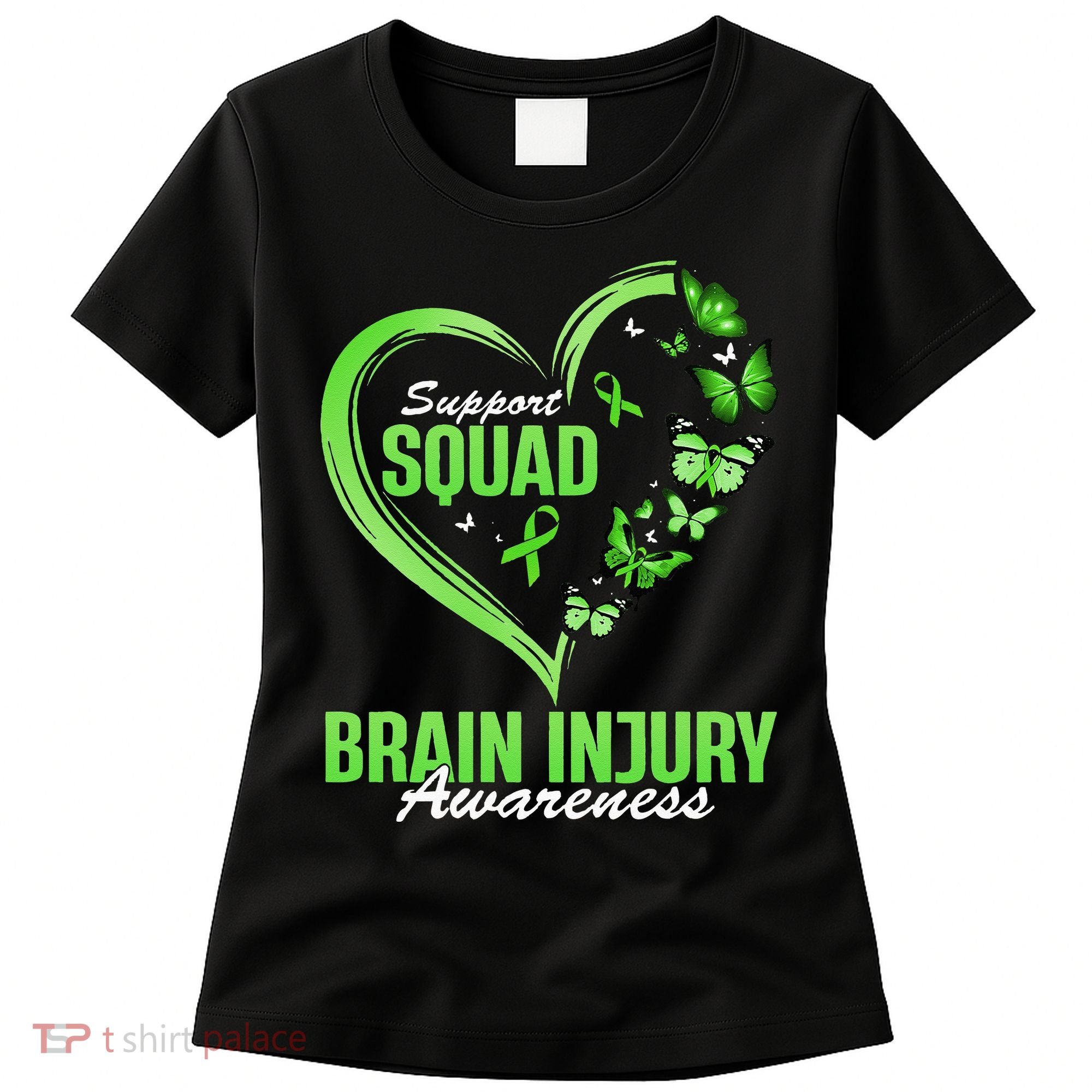 Support Squad Brain Injury Awareness Butterfly Heart Women's T-Shirt