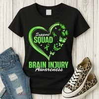 Support Squad Brain Injury Awareness Butterfly Heart Women's T-Shirt thumb 3