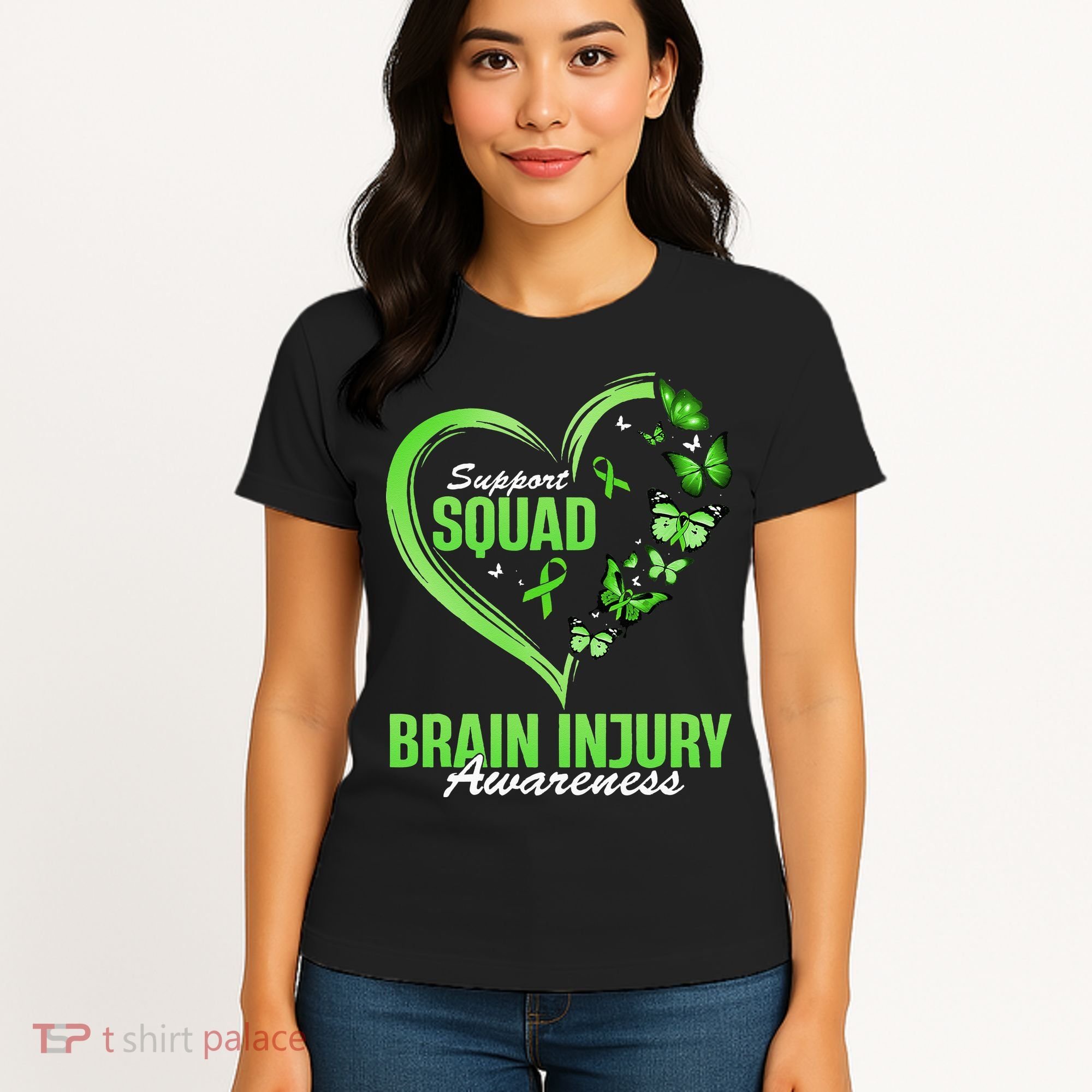 Support Squad Brain Injury Awareness Butterfly Heart Women's T-Shirt
